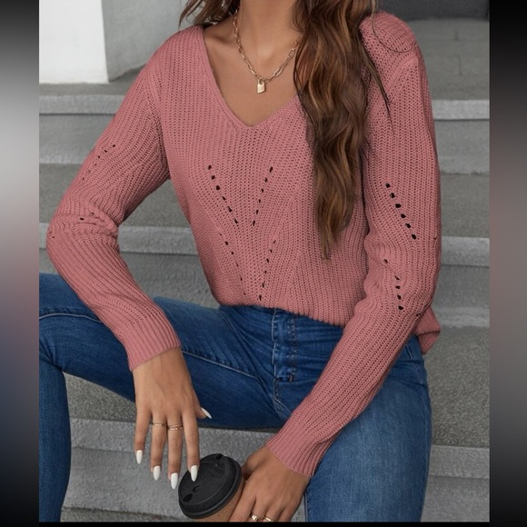 Comfy Crochet Lace Bow Back Sweater Top Green - Picture 2 of 5